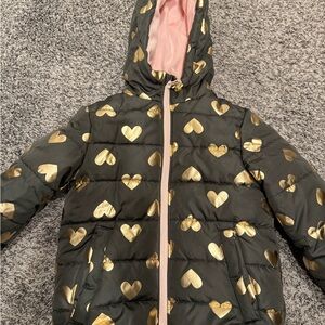 Carter's Black Jacket with Gold Hearts and Pink Lining